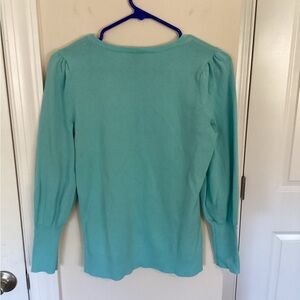 Talbots puff sleeve crewneck in mint green, size-petite small